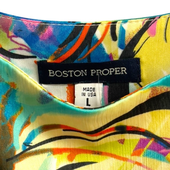 Boston Proper Ruffle Multicolor Tiered Flowy Spaghetti Strap Blouse Cami Large - Picture 7 of 13